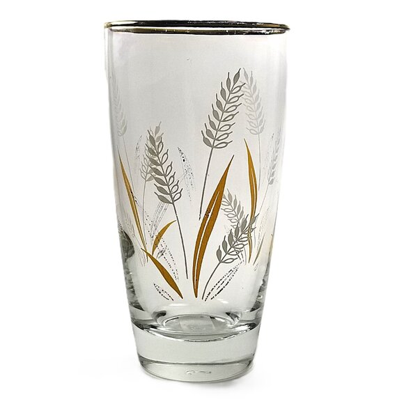 Libby Wheat Spray Cocktail Glasses, White and Gold Wheat Tumblers, Circa 1960 - Picture 2 of 15